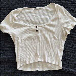 Women's Cream Ribbed Top